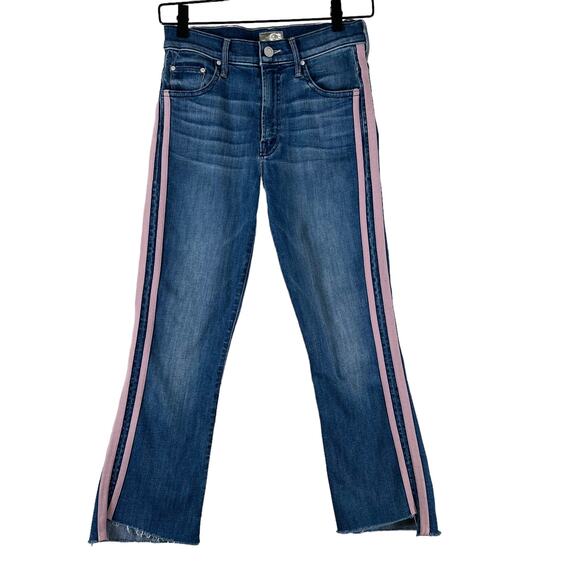 Mother The Insider Crop Step Fray Good Girls Race Pink Racer Stripes USA Size 25